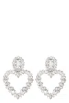 Self-portrait Silver-colored Heart-shaped Earrings With All-over Applied Crystals In Brass Woman In Silver