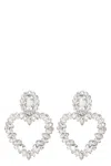 Self-portrait Silver-colored Heart-shaped Earrings With All-over Applied Crystals In Brass Woman In Silver