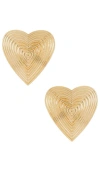 Self-portrait Heart Ridged Earrings In 골드