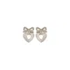 Self-portrait Heart Shaped Bow Earrings In Silver