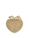 Self-portrait Heart-shaped Crystal Clutch In Gold