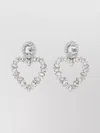 Self-portrait Silver-colored Heart-shaped Earrings With All-over Applied Crystals In Brass Woman