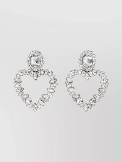 SELF-PORTRAIT HEART-SHAPED EARRING CRYSTAL EMBELLISHMENTS