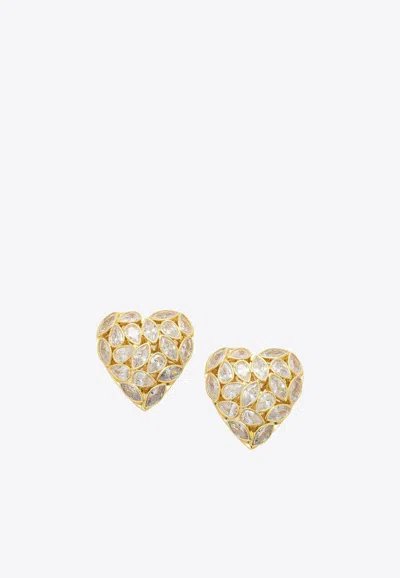 Self-portrait Heart-shaped Earrings In Gold