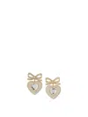 Self-portrait Heart-shaped Earrings With Embellished Bow Jewels Gold In Gold