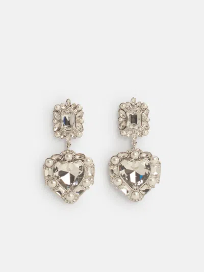 Self-portrait Heart' Silver Brass Earrings