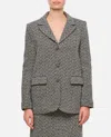 Self-portrait Herringbone Black Polyester Blend Blazer In Black