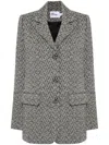 Self-portrait Herringbone Black Polyester Blend Blazer In Black