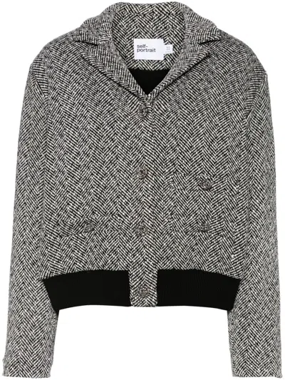 SELF-PORTRAIT HERRINGBONE BOMBER JACKET
