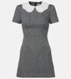 Self-portrait Herringbone Wool-blend Minidress In Gray