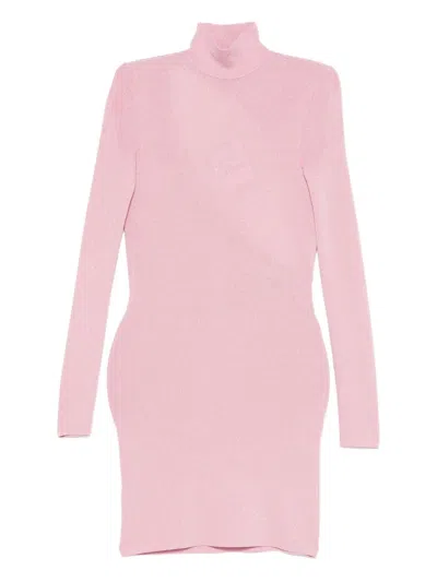 Self-portrait High-neck Fitted Dress In Pink