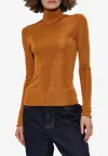 Self-portrait High-neck Fitted Top In Orange