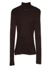 Self-portrait High-neck Ribbed Top In Brown