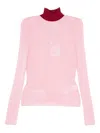 Self-portrait High-neck Ribbed Top In Pink