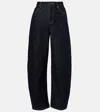Self-portrait High-rise Barrel-leg Jeans