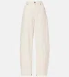 Self-portrait High-rise Barrel Jeans In Beige