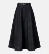 Self-portrait High-rise Denim Midi Skirt In Blue