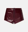 Self-portrait Self Portrait Women Leather Micro Shorts In Burgundy