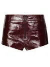 Self-portrait High-shine Burgundy Leather Shorts With Tailored Fit In Burgundy