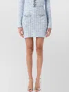 Self-portrait High Waist Textured Fabric Mini Skirt