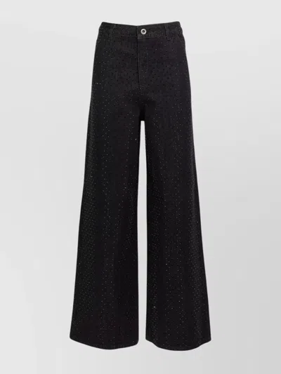 SELF-PORTRAIT 'HIGH WAIST WIDE LEG JEANS WITH RHINESTONES'