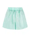 Shop Self-portrait High-waisted Crystal-embellished Shorts In Blue