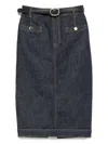 Self-portrait High-waisted Denim Midi Skirt In Blue