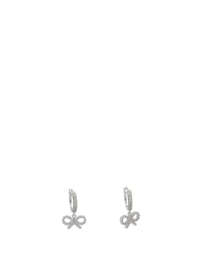 Self-portrait Self Portrait Hoop Earrings With Bow In Green