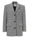 Self-portrait Houndstooth Blazer In Gray
