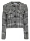 Self-portrait Houndstooth Wool Blend Jacket In Gray
