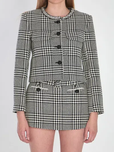 SELF-PORTRAIT HOUNDSTOOTH CROPPED JACKET