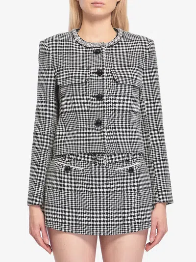 SELF-PORTRAIT HOUNDSTOOTH CROPPED JACKET