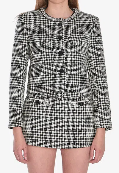 SELF-PORTRAIT HOUNDSTOOTH CROPPED JACKET
