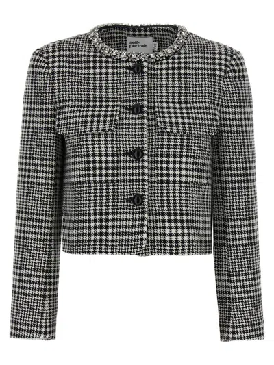 SELF-PORTRAIT SELF-PORTRAIT 'HOUNDSTOOTH CRYSTAL TRIM' BLAZER