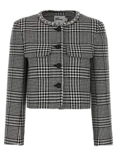 SELF-PORTRAIT SELF-PORTRAIT 'HOUNDSTOOTH CRYSTAL TRIM' BLAZER