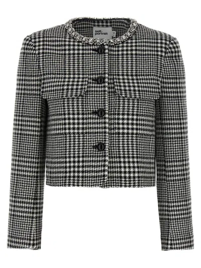 SELF-PORTRAIT SELF-PORTRAIT HOUNDSTOOTH CRYSTAL TRIM' BLAZER