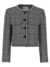Self-portrait Houndstooth Crystal Trim Blazer In Black