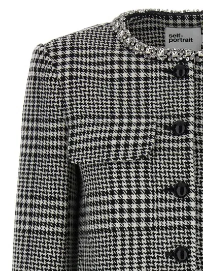 SELF-PORTRAIT SELF-PORTRAIT 'HOUNDSTOOTH CRYSTAL TRIM' BLAZER