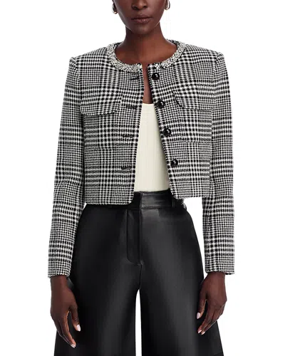 SELF-PORTRAIT SELF-PORTRAIT HOUNDSTOOTH CRYSTAL TRIM JACKET