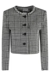 Self-portrait Houndstooth Crystal Trim Blazer In Gray