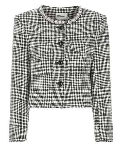SELF-PORTRAIT SELF-PORTRAIT HOUNDSTOOTH CRYSTAL TRIM JACKET