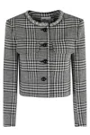 Self-portrait Houndstooth Crystal Trim Blazer In Gray