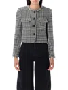 Self-portrait Houndstooth Wool Blend Jacket In Gray