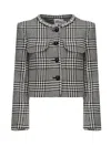 Self-portrait Houndstooth Wool Blend Jacket In Gray