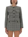 Self-portrait Houndstooth Wool Blend Jacket In Multi
