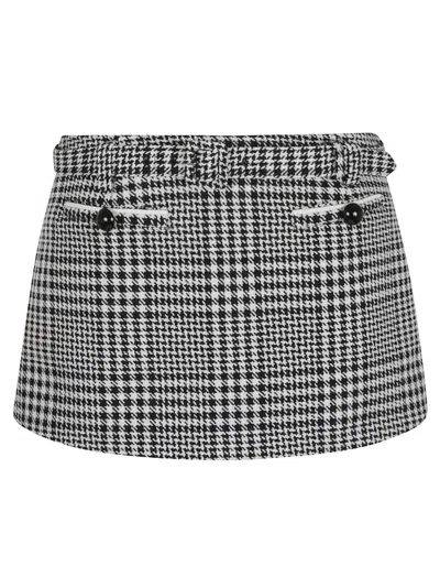 Self-portrait Houndstooth Mini Skirt In Black