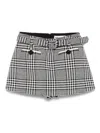 Self-portrait Houndstooth Wool Blend Mini Skirt In Gray