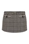 Self-portrait Houndstooth Wool Blend Mini Skirt In Gray