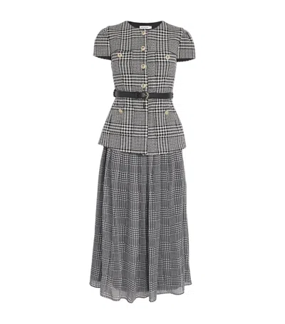 Self-portrait Houndstooth Tailored Midi Dress In Gray