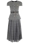 Self-portrait Houndstooth Tailored Midi Dress In Gray